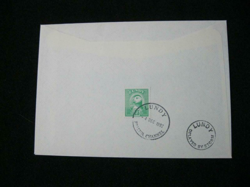 LUNDY STAMP USED ON 1992 COVER