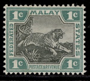 MALAYSIA - Federated Malay QV SG15, 1c black & green, M MINT. Cat £23.