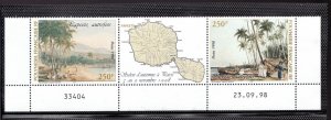 1998 French Polynesia Sc# 743 set - 250F Cultural Paintings & Map  MNH Cv$12