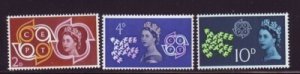 Great Britain Sc 382-4 1961 Europa stamp set mint NH