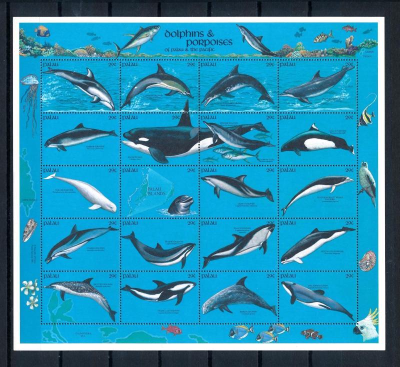 [56505] Palau 1991 Marine life Dolphins Porpoises MNH Sheet