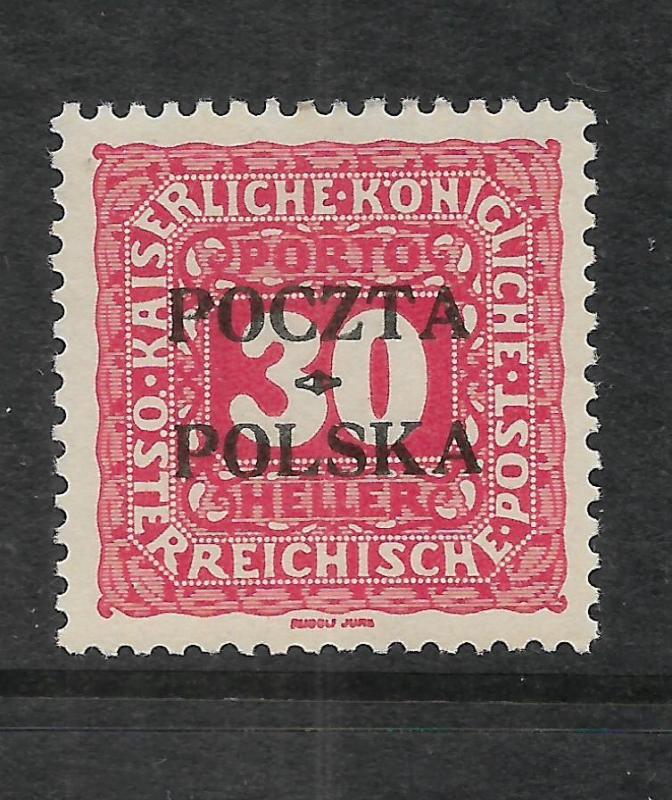 POLAND  1919  30h  POSTAGE DUE  MLH  SIGNED   Sc J6  CV $1500