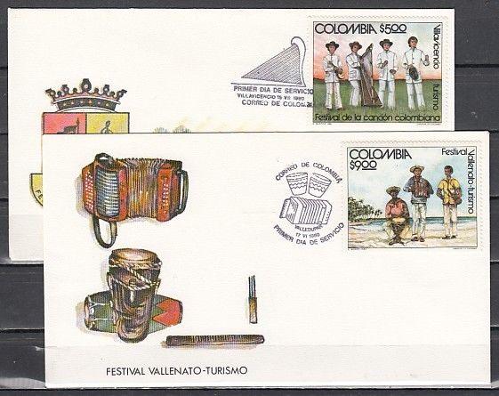 Colombia, Scott cat. 880-881. Festival Musicians issue. 2 First day covers. 