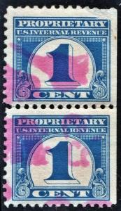 RB65 1¢ Proprietary Stamp Vertical Pair (1919) Used