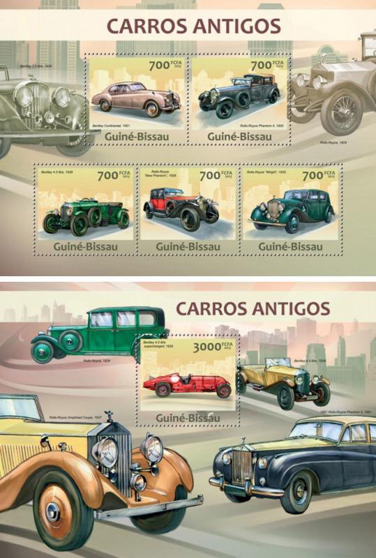 Vintage Cars Autos Motor Vehicles Transport Guinea-Bissau MNH stamp set