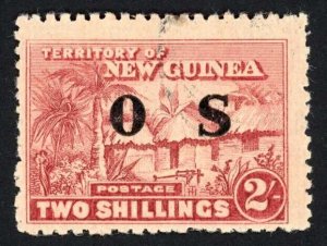 New Guinea SGO30 2/- opt OS light cancel Cat 75 pounds