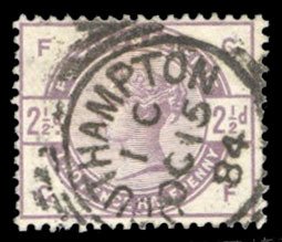 British Commonwealth - Great Britain #101 Cat$18, 1883 2 1/2p lilac, Southamp...