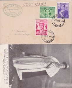 TONGA 1950 50th Birthday Queen Salote set FDC - postcard - Nukualofa cds...D6749