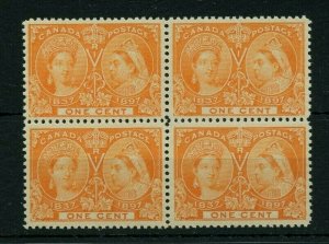 #51 ONE cent Jubilee SUPERB LOOKING block 4 VF MNH Cat$480 POfresh Canada mint