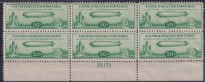 #C18 Mint NH, VF, Plate number block of 6 (CV $600) (CV $75 - ID46156) - Jose...