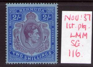 BERMUDA George VI SG116 2/- Deep purple ultramarine/grey blue Lightly hinged.