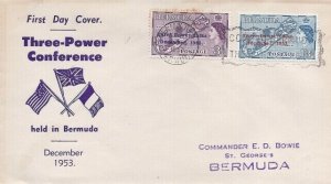 BERMUDA SC# 164/165 THREE-POWER CONFERENCE FIRST DAY COVER 1953