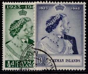 CAYMAN ISLANDS GVI SG129-130, 1949 ROYAL SILVER WEDDING set, FINE USED. Cat £36.