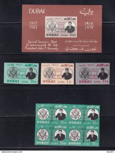 Dubai 1964 John F. Kennedy Sheet+Block of 4/stamps MH Imperf 15920