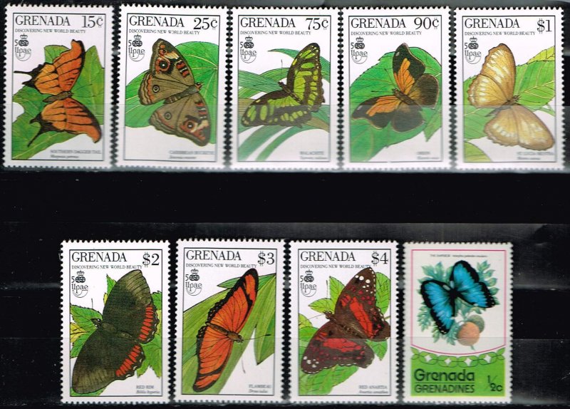 Grenada, Sc.#1810-1819 MNH Butterflies