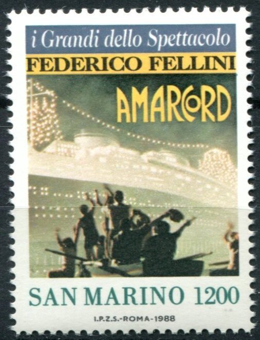 San Marino Sc#1159 MNH, 1200L multi, Film by Federico Fellini (1988)