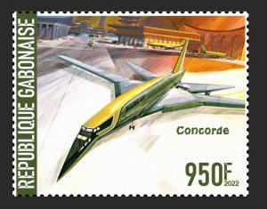 Stamps. Aviation, Plane, Concorde 1 stamps  perforated 2022 year Gabon NEW