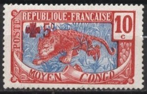 Middle Congo B2 (mhr) 10c+5c leopard, car & gray, ovptd (1925)