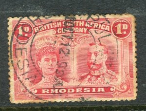 RHODESIA; 1910 early Double Head issue fine used Shade of 1d. value