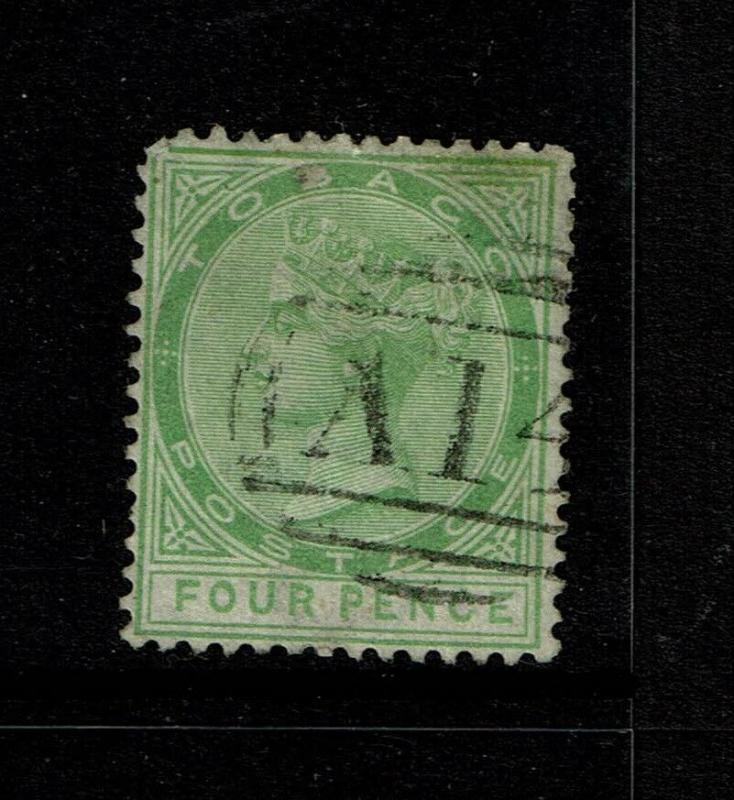 Tobago SG# 18 Used / Top Margin Wmk / Bent Perf - S6234