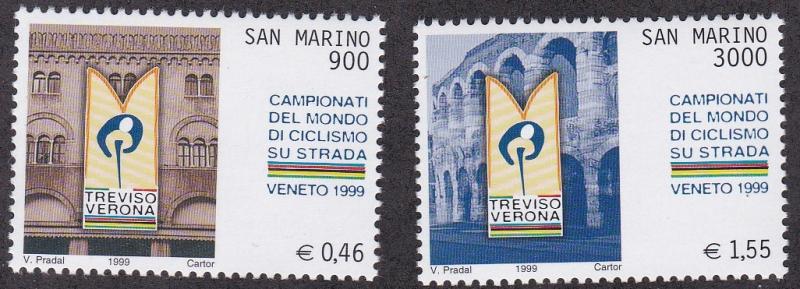 San Marino # 1444-1445, World Cycling Championships, NH, 1/2 Cat.