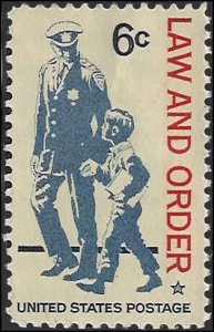 Scott# 1343  1968 6c red, bl & blk  Policeman & Young Friend; TAGGED   Mint N...