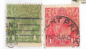 Australia #67 & 68  wm#203  King George V  (U) CV $3.10