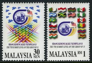 Malaysia 642-643, MNH. Summit Level of the Group of 15. Emblem, Natl. flags,1997