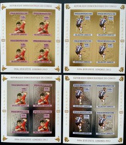 Stamps Gold & Silver Minisheets Olympic Games (ping-pong) London 2012 Congo Imp.-