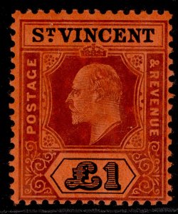 ST. VINCENT EDVII SG93, £1 purple & black/red, LH MINT. Cat £275.