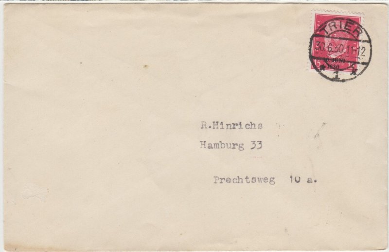 GERMANY cover  - Michel Nr 445 - FDC - 30 June 1930