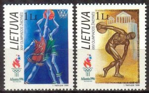 Lithuania 1996 Olympics Games Atlanta Basketball Discus set of 2 MNH