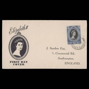 Gambia 1953 (FDC) 1½d Coronation, TPO Nº2 ✔️