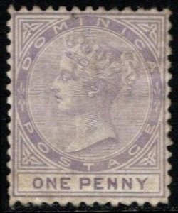 1874 Dominica Scott #- 1 Queen Victoria One Penny Watermark 1 Perf 12 1/2 Used