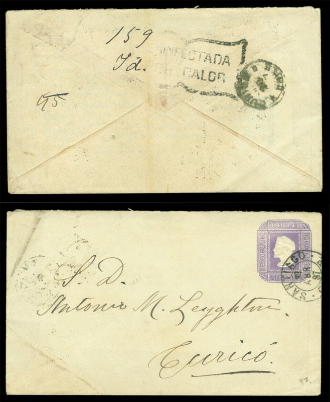 CHILE 1887.APR.21 - CHOLERA outbreak -  DESINFECTADA POR CALOR cover - RARE