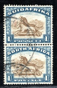 SOUTH AFRICA Stamp 1s Pair{2} Wildebeest Used BBLUE150