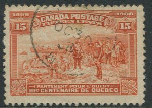 1908 Canada Quebec Tercentenary 15c (SG194),  f.u.