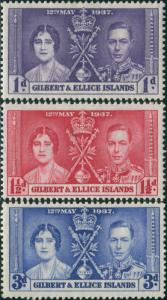 Gilbert Ellice Islands 1937 SG40-42 Coronation set MLH