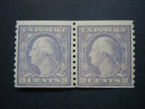 1917 #493 3c Washington Coil Pair Type 1 Perf 10 Vert MNH OG VF CV $75 #3