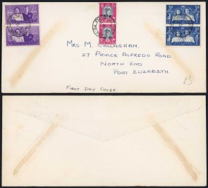 South Africa 1947 Royal Visit Pairs on First Day Cover