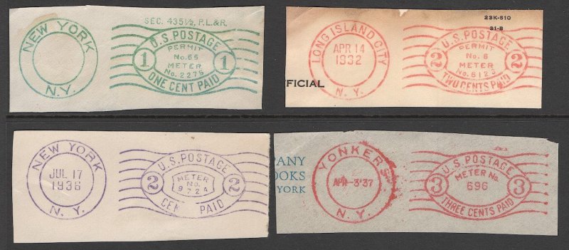 1932-38 Four different types of Group C Meters, including Scarce #696 of Yonkers