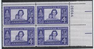 UNITED STATES SC# 1152 PL#26644 UR B/4 FVF/MNH 1960