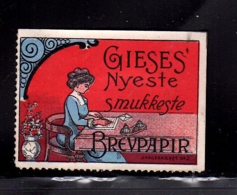 Danish Advertising - Gieses' Newest Most Beautiful Stationery, Woman at Table #2