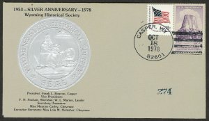 U.S.A.1978 Silver Anniversary of Wyoming Historial Society Cover