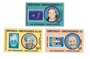 Grenadines 1985 SC# 708-10 Gandhi - Armstrong - Maimonides  UN Non-Violence MNH