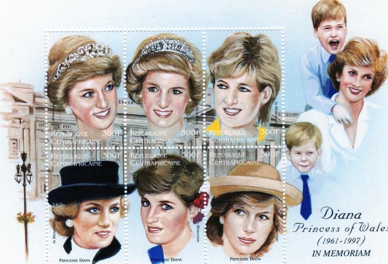 Central African 1997 1181 Princess Diana Mini-Sheet ovpt.MNH