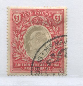 British Central Africa 1903 KEVII £1 revenue use