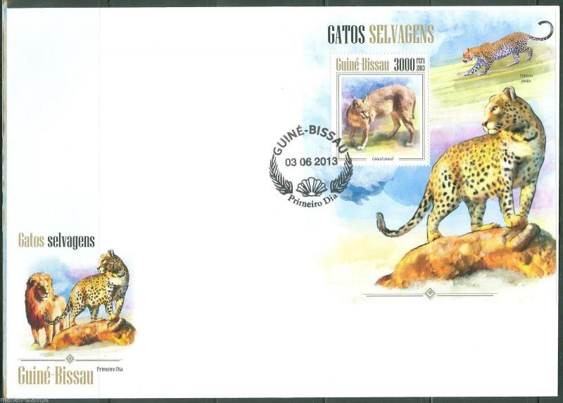 GUINEA BISSAU 2013 WILD CATS  SOUVENIR SHEET FIRST DAY COVER