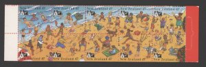 1994 New Zealand  Scott # 1248 Beach Cricket  Complete Booklet Pane of 10  MNH