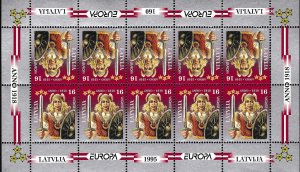 Latvia 1995 Europa Sheets of Ten (10) Folklore Mi. 414-415 XF/NH/(**) Immaculate